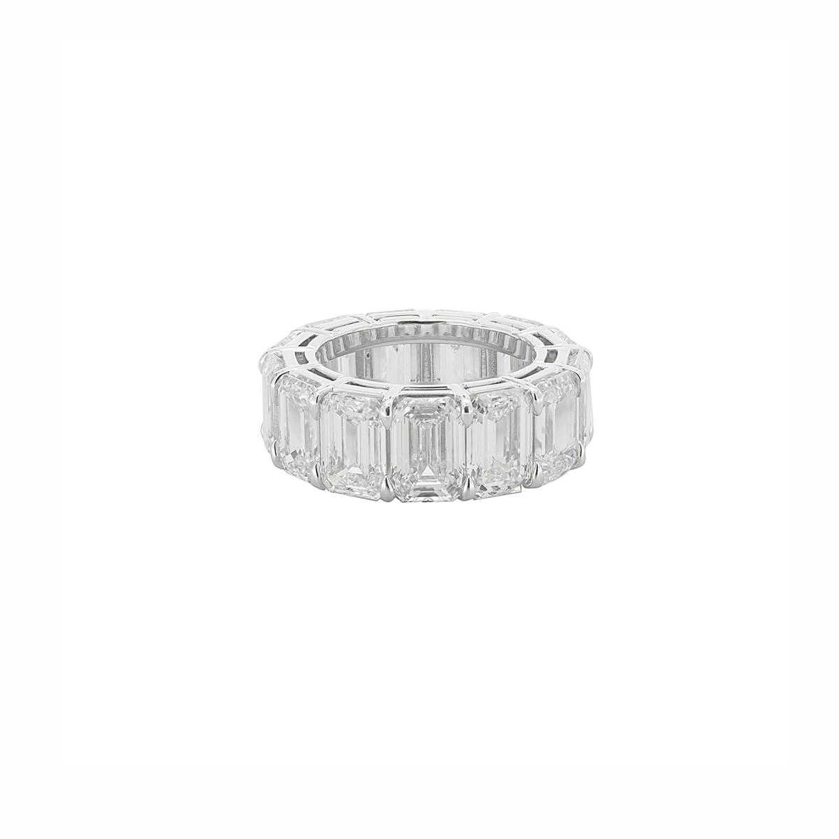 Norman Silverman Platinum Emerald Cut Diamond Eternity Band