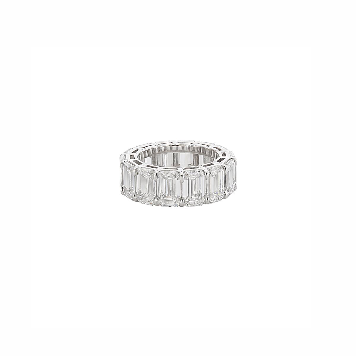 Norman Silverman Platinum Emerald Cut Diamond Eternity Band