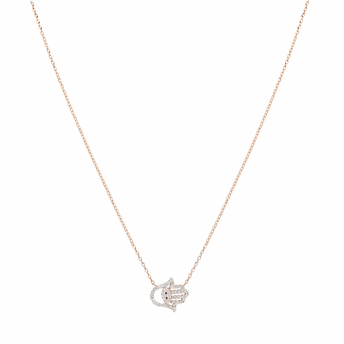 London Collection 14k Gold Pave Diamond Hamsa Pendant Necklace