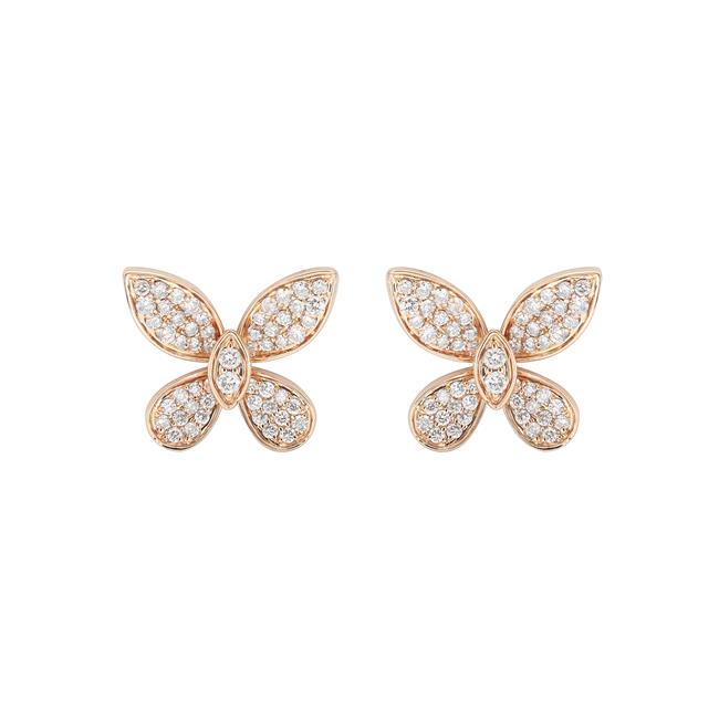 London Collection 14k Rose Gold Diamond Butterfly Studs