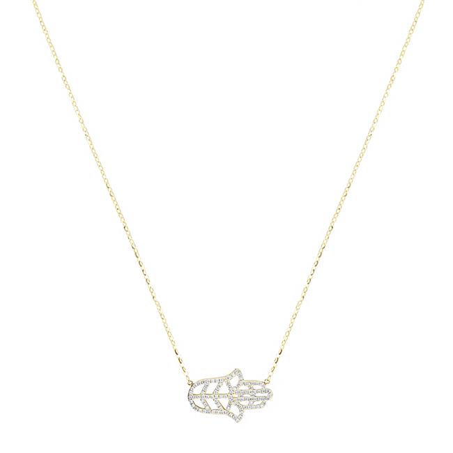 London Collection 14k Yellow Gold Diamond Large Hamsa Necklace