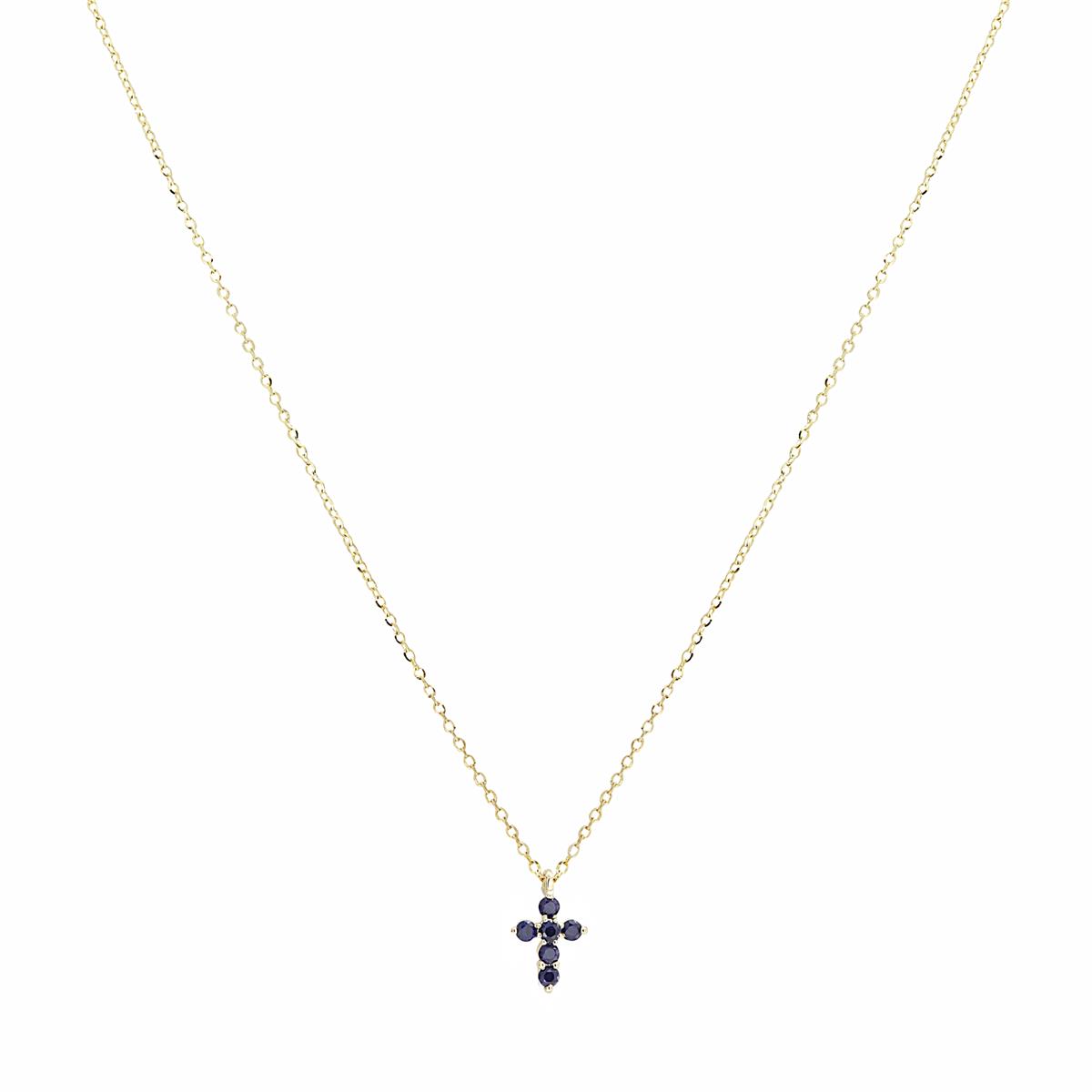 London Collection 14k Yellow Gold Gemstone Cross Pendant Necklace