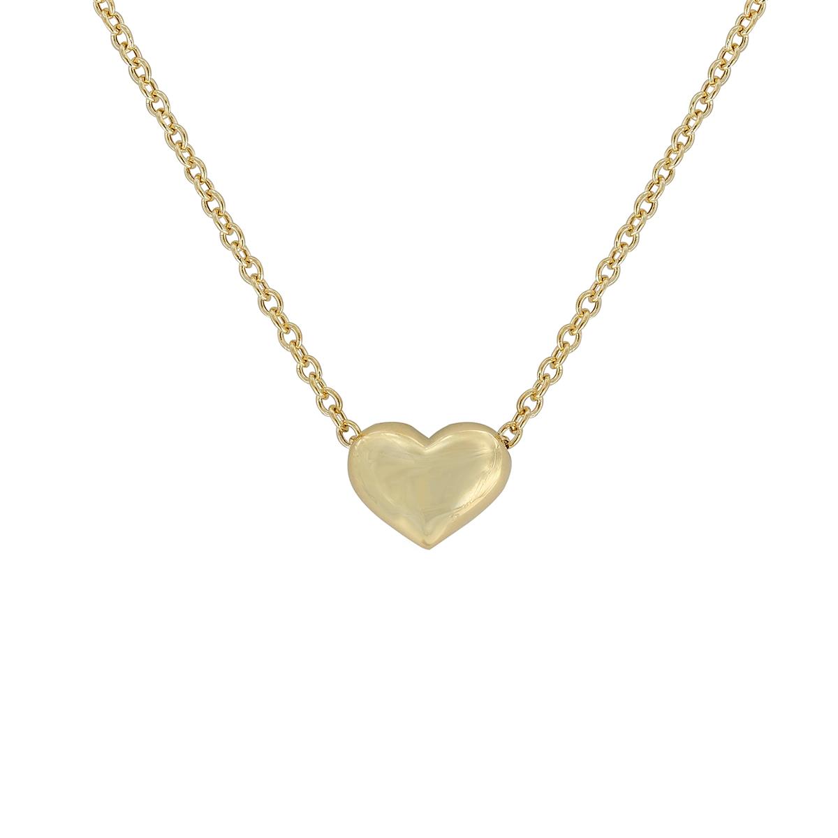 London Collection Yellow Gold Puff Heart Necklace