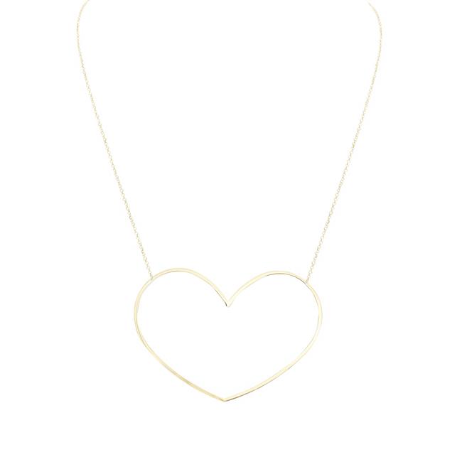 London Collection 14k Yellow Gold Extra Large Open Heart Necklace