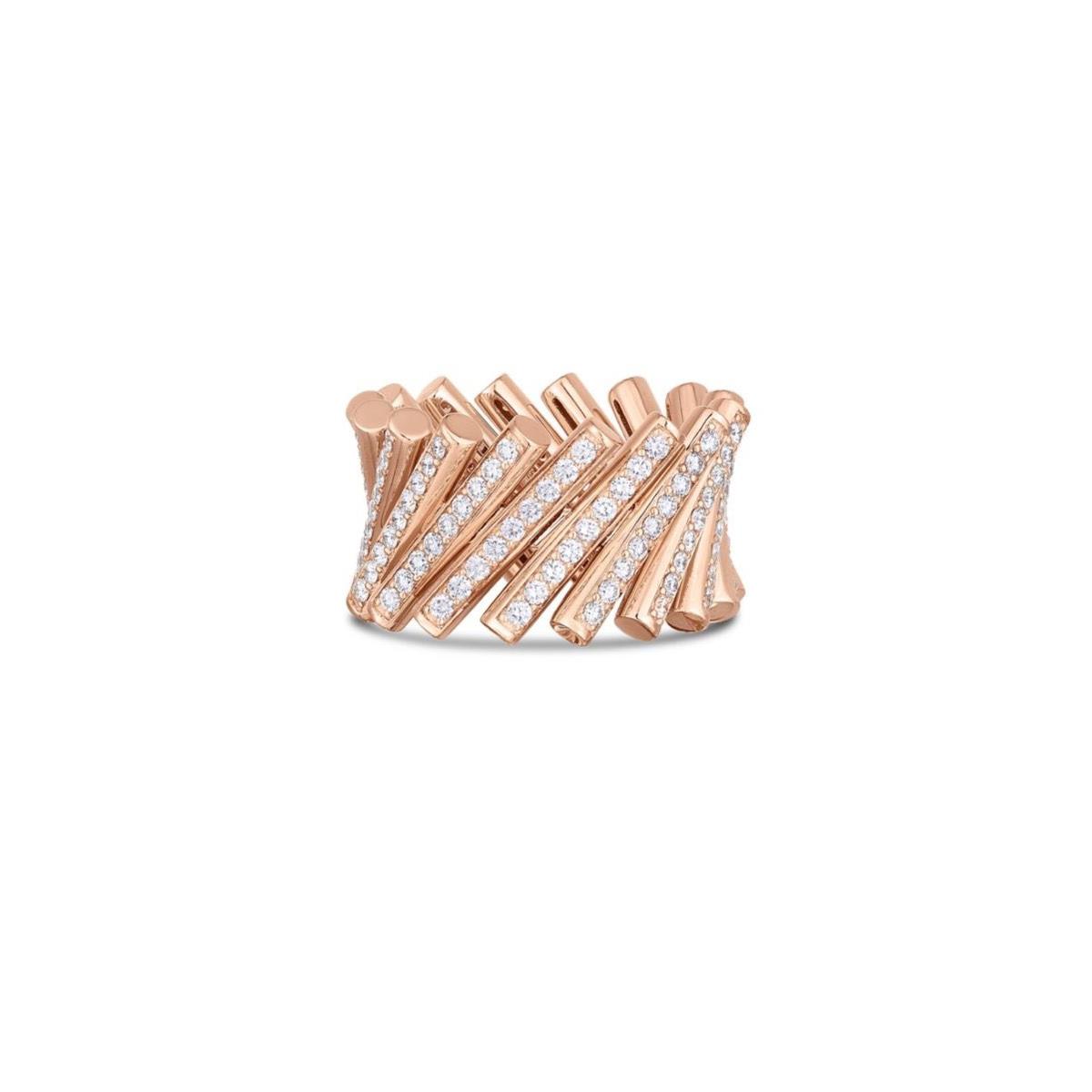 Roberto Coin Domino Rose Gold Pave Wide Ring