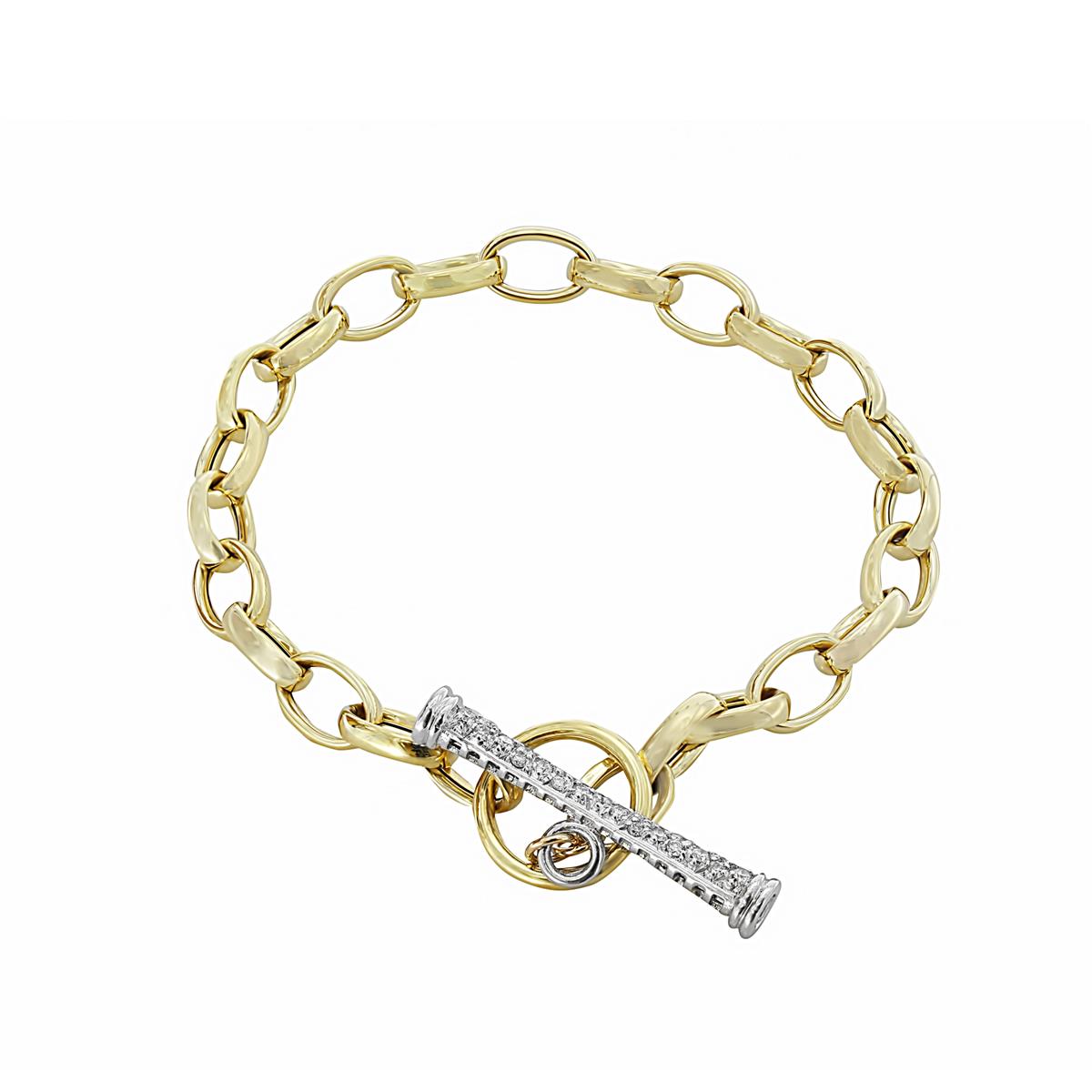 London Collection 14k Yellow Gold Diamond Toggle Link Bracelet