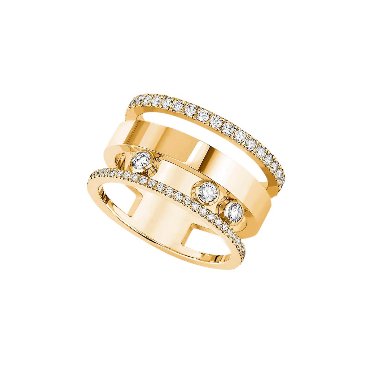 Messika Move Romane Large 18k Yellow Gold Pave Diamond Ring