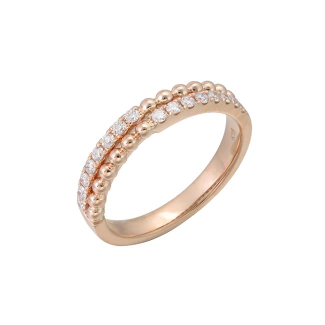 London Collection 18k Gold Double Bead Round Diamond Ring