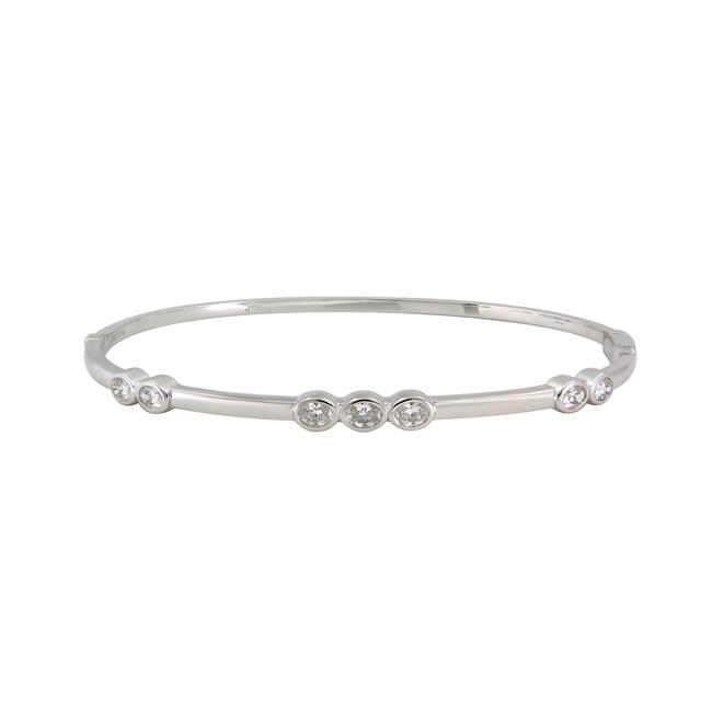 London Collection 18k White Gold Oval Diamond Bangle