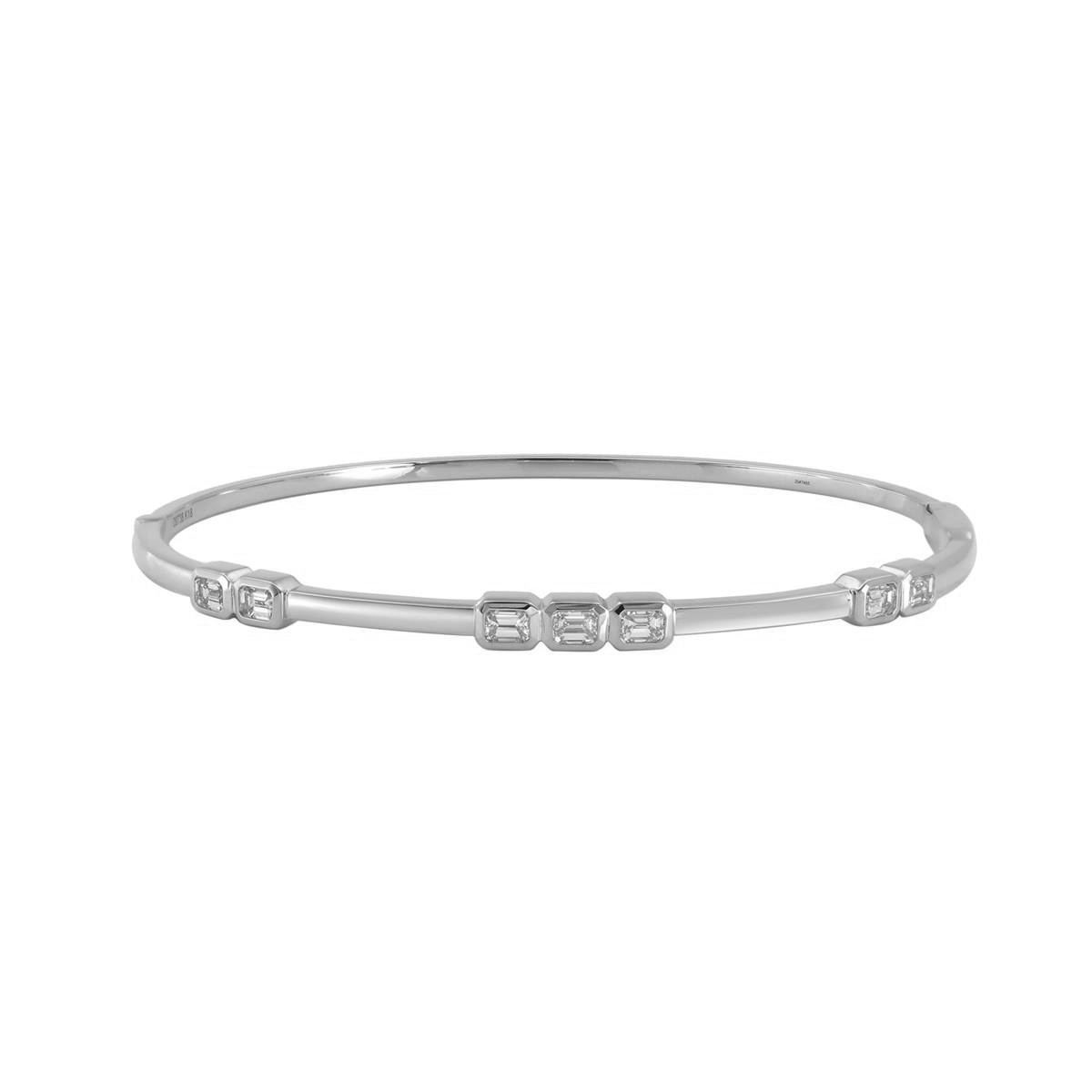 London Collection White Gold Emerald Cut Diamond Bangle