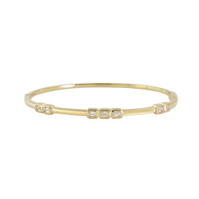 London Collection 18k Yellow Gold Emerald Cut Diamond Bangle