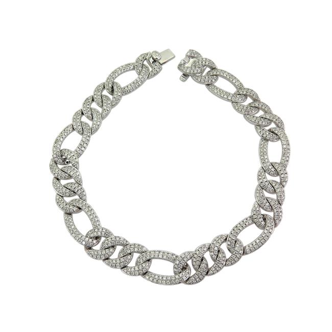 London Collection 18k White Gold Diamond Figaro Link Bracelet