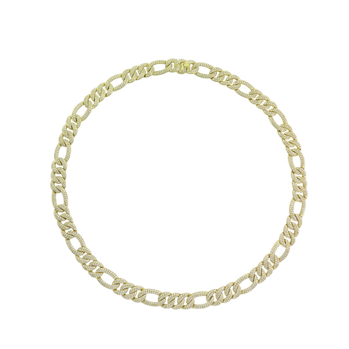 London Collection 18k Yellow Gold Pave Diamond Figaro Chain Bracelet