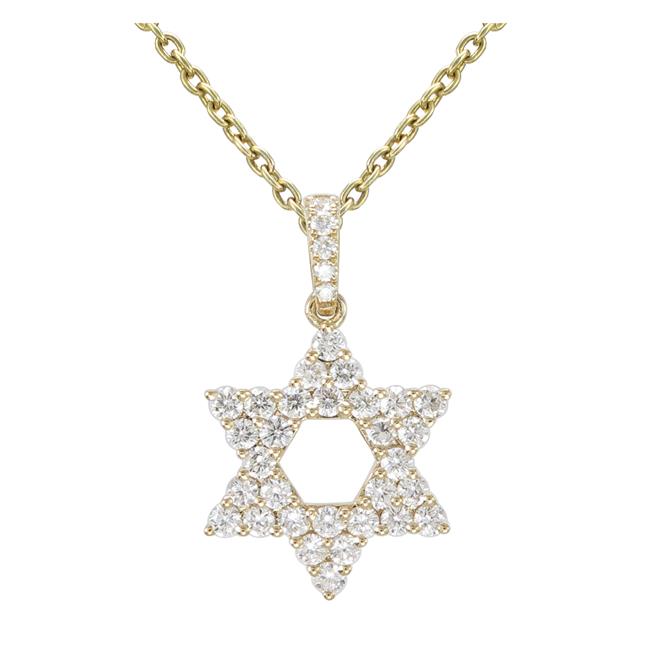 London Collection 18k Yellow Gold Star of David Pendant Necklace