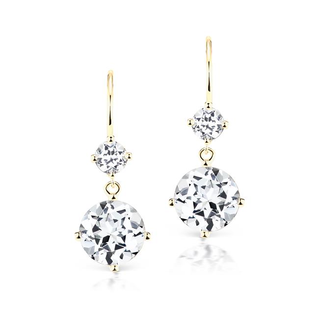 Jane Taylor 14k Yellow Gold White Topaz Double Drop Earrings