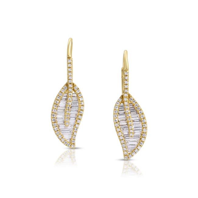 Anita Ko 18k Yellow Gold Diamond Leaf Drop Earrings