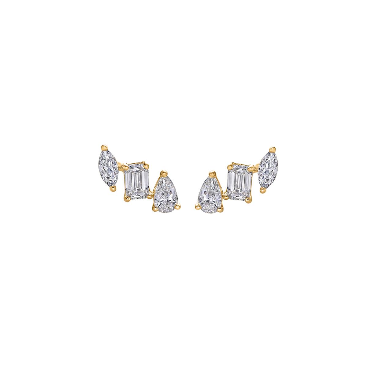 London Collection 18k Mixed Shape Diamond Ear Crawlers