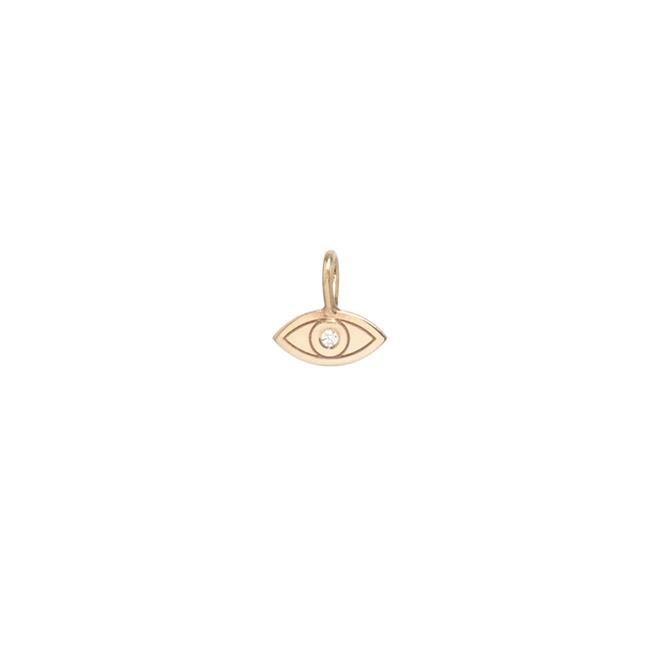 Zoe Chicco Midi Bitty 14k Yellow Gold Diamond Evil Eye Pendant