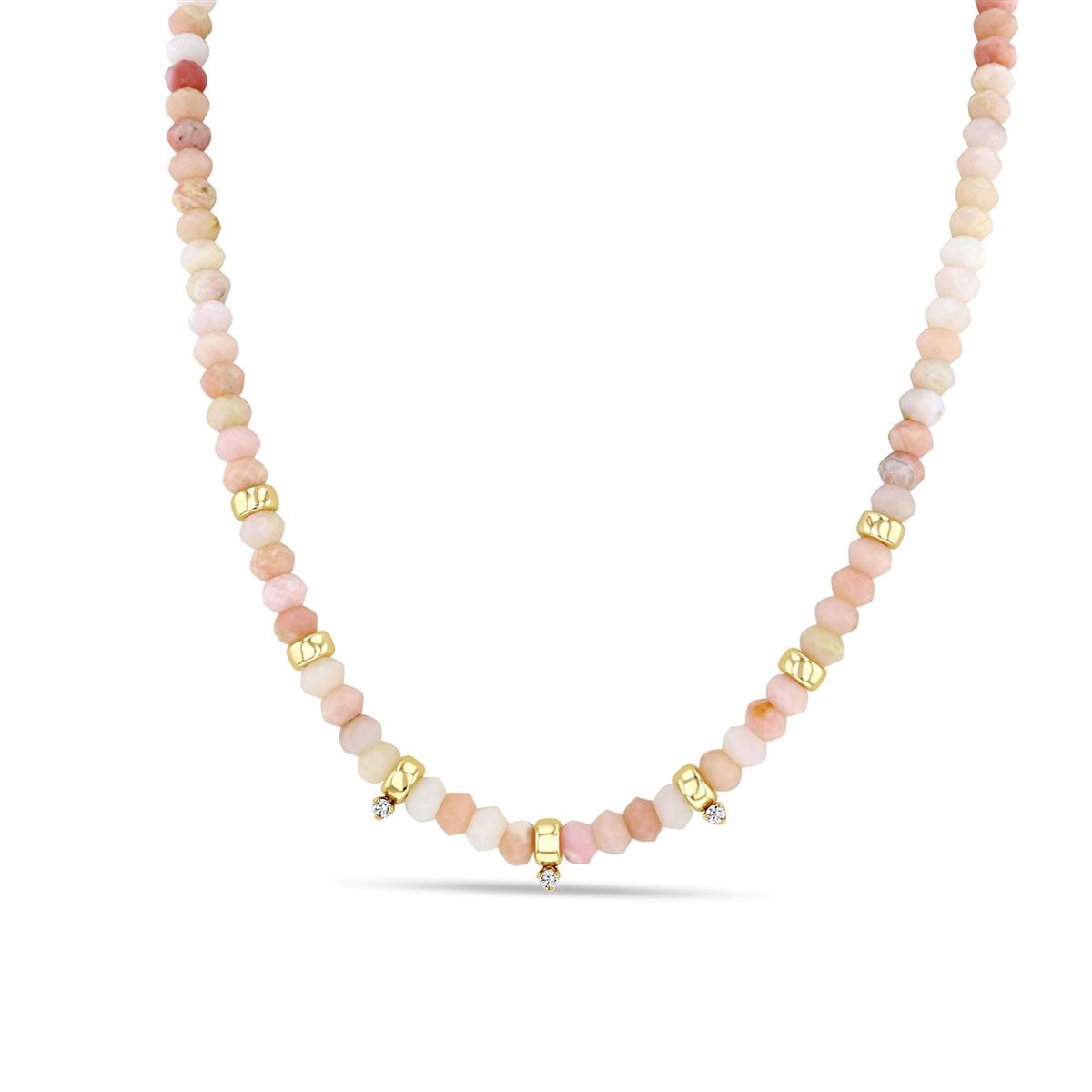 Zoe Chicco 14k Yellow Gold and Pink Opal Bead Necklace