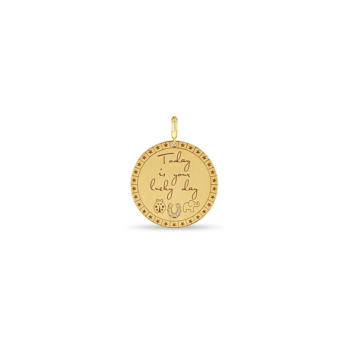 Zoe Chicco 14k Yellow Gold Lucky Day Disc Charm Pendant