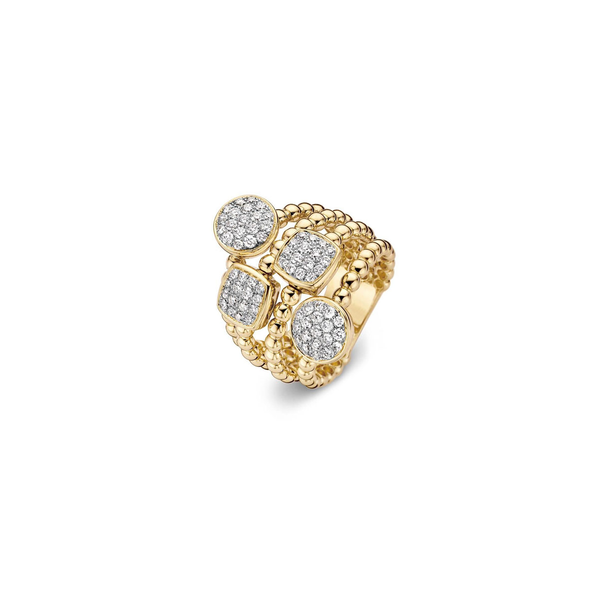 London Collection Pave diamond Multi Row Beaded Ring