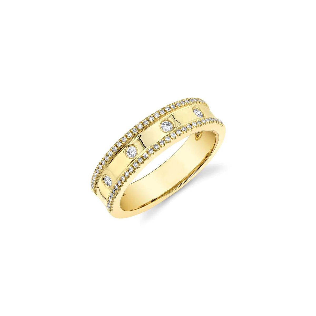 London Collection 14k Gold Pave Diamond Edge Station Ring