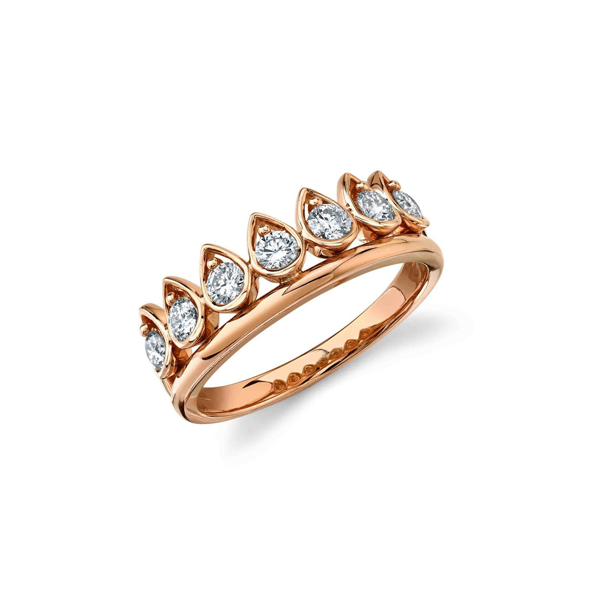 London Collection 14k Rose Gold Round Diamond Pear Ring