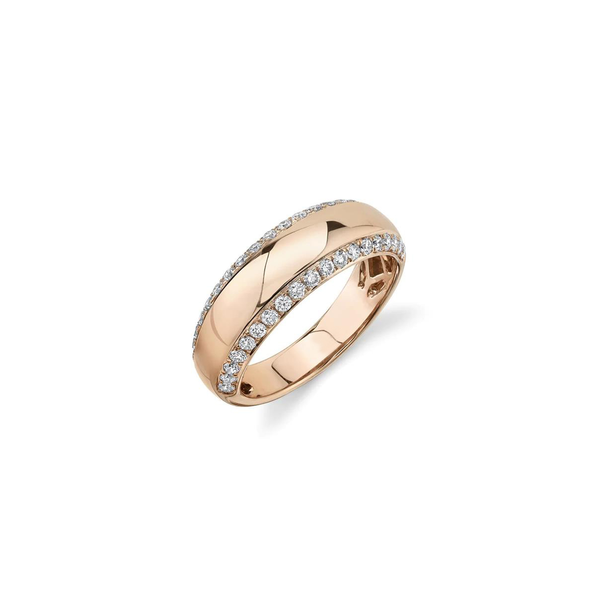 London Collection 14k Gold Dome Pave Diamond Edge Ring