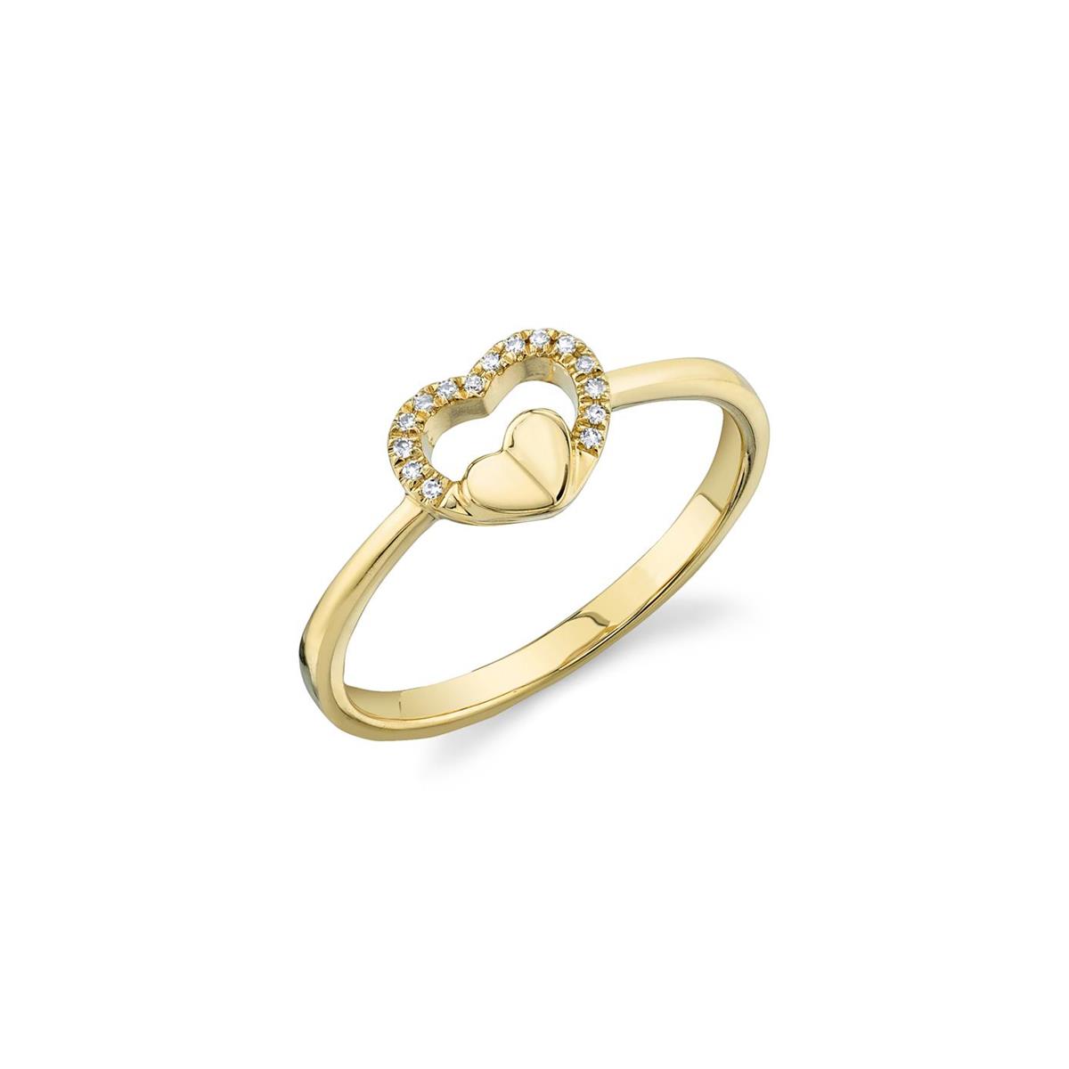 London Collection 14k Gold Pave Diamond Double Heart Ring