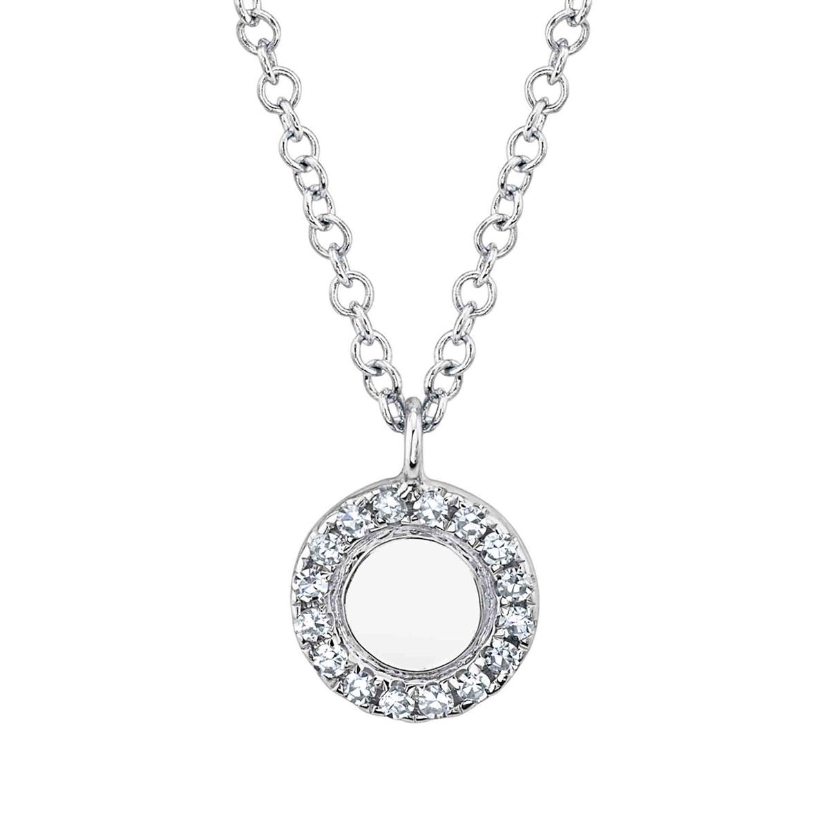 London Collection 14k Gold Pave Diamond Disc Pendant Necklace