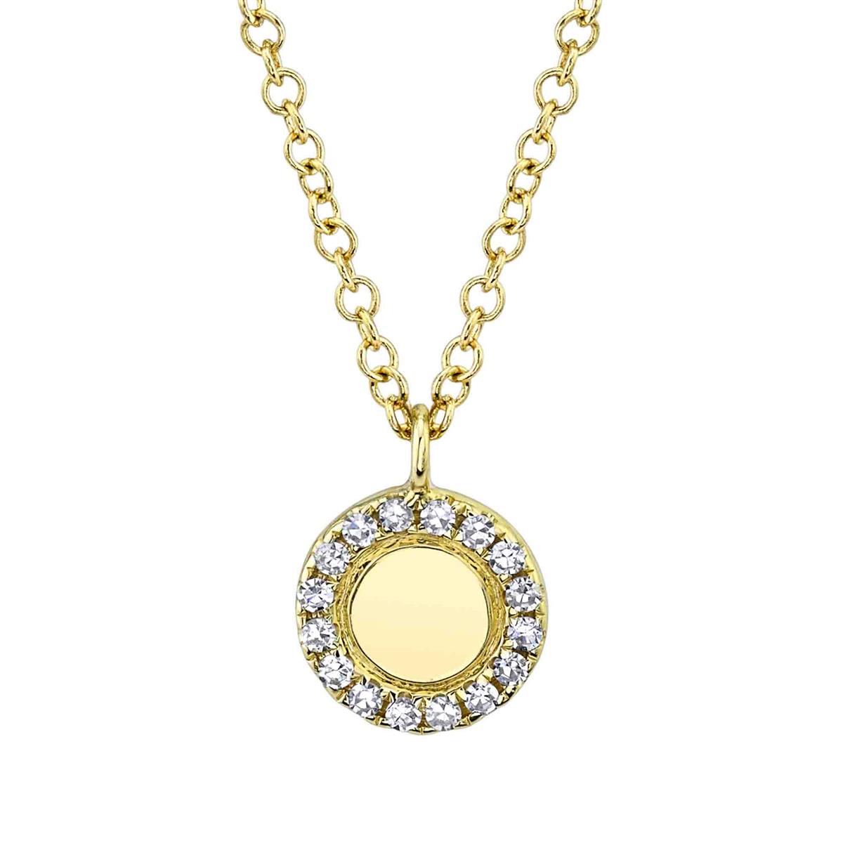 London Collection 14k Gold Pave Diamond Disc Pendant Necklace