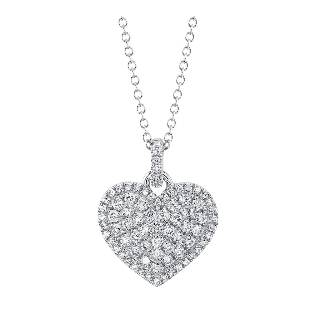 London Collection 14k Gold Pave Diamond Heart Pendant Necklace