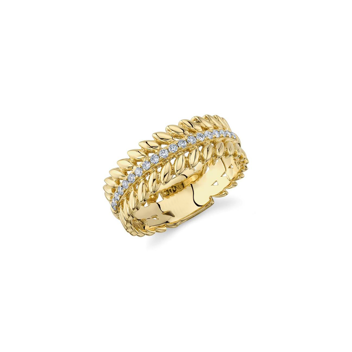 London Collection 14k Gold Diamond Braid Ring