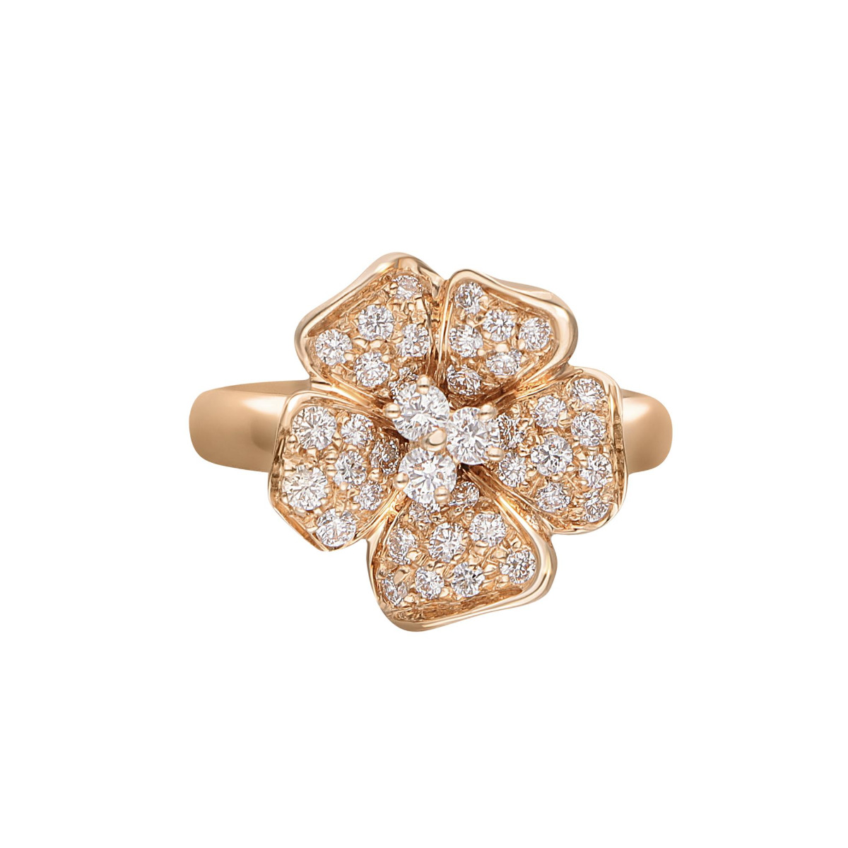 Leo Pizzo 18k Rose Gold Round DIamond Flower Ring