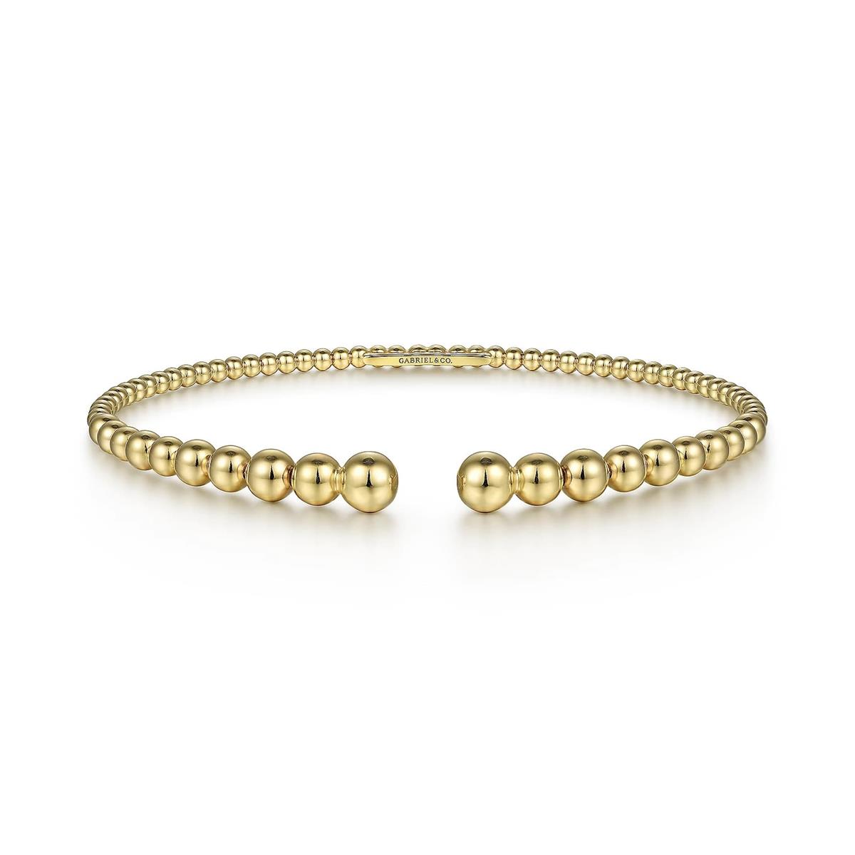 Gabriel & Co 14k Yellow Gold Bujukan Bead Open Bangle Bracelet