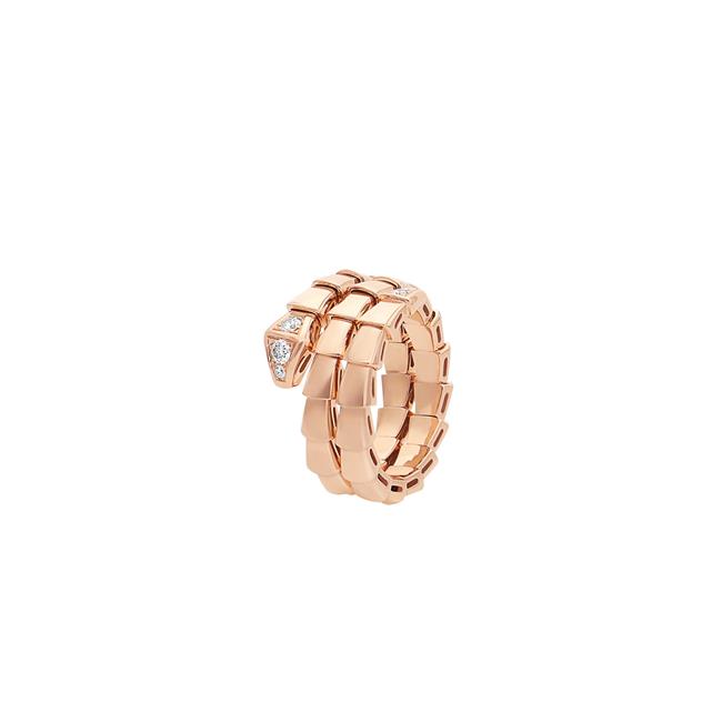 Bvlgari Serpenti Viper 18k Rose Gold Diamond Wrap Ring