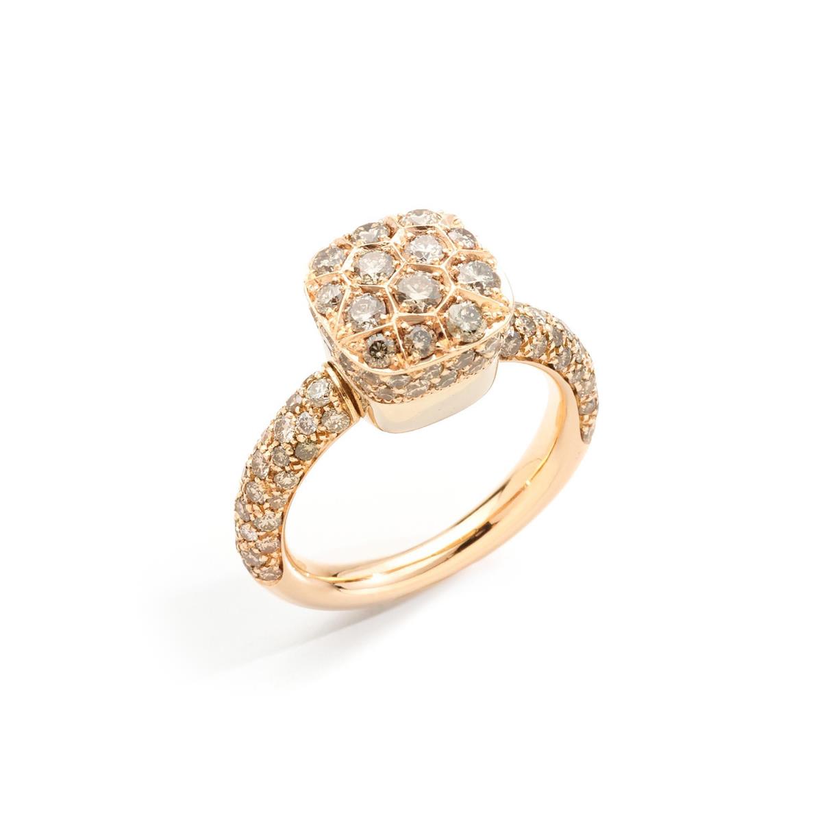 Pomellato Nudo Solitaire 18k Rose Gold Brown Diamond Ring 