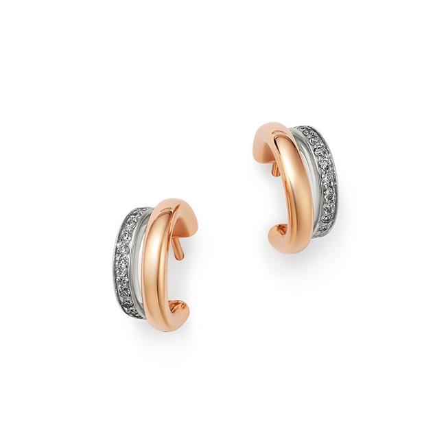 Pomellato Iconica 18k Rose And White Gold Diamond Double Hoop Earrings