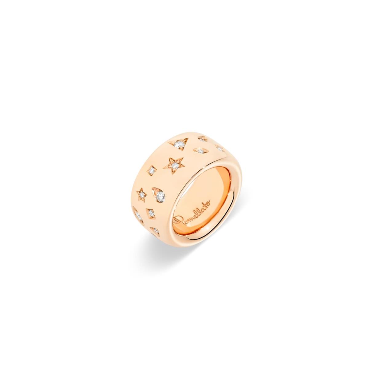 Pomellato Iconica 18k Rose Gold Diamond Wide Band Ring