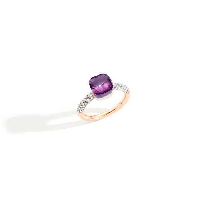 Pomellato Petit Nudo 18k Rose And White Gold Amethyst Diamond Ring