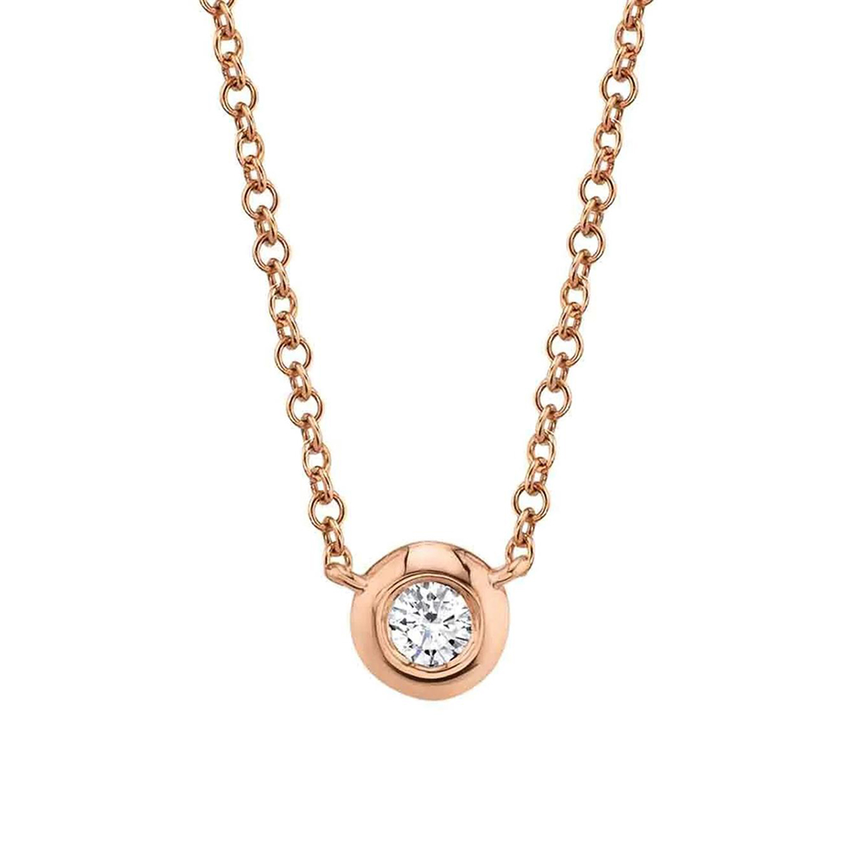 London Collection 14k Gold Bezel Set 0.10ct Diamond Necklace