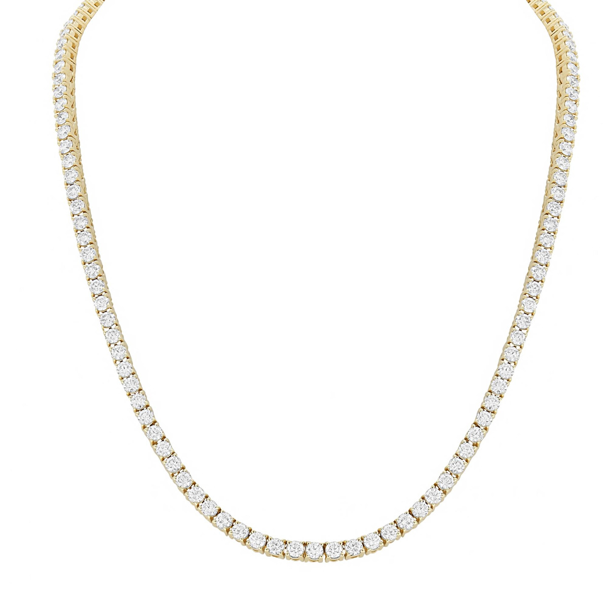 London Collection 14k Gold 4 Prong Set Diamond Tennis Necklace 