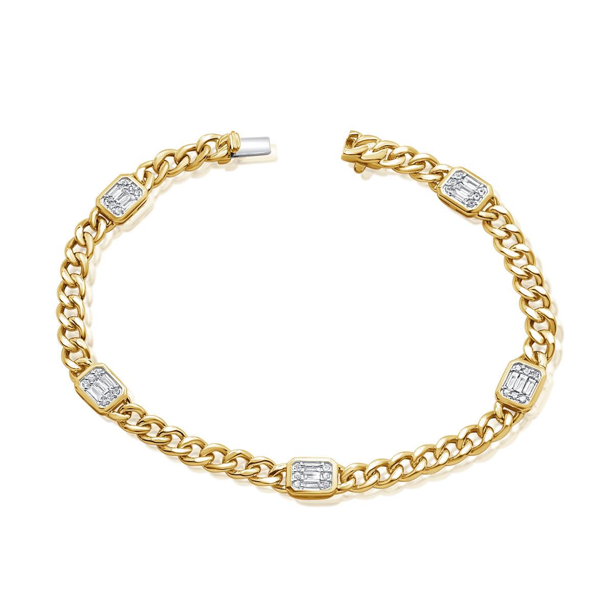 London Collection Yellow Gold Diamond Station Link Bracelet