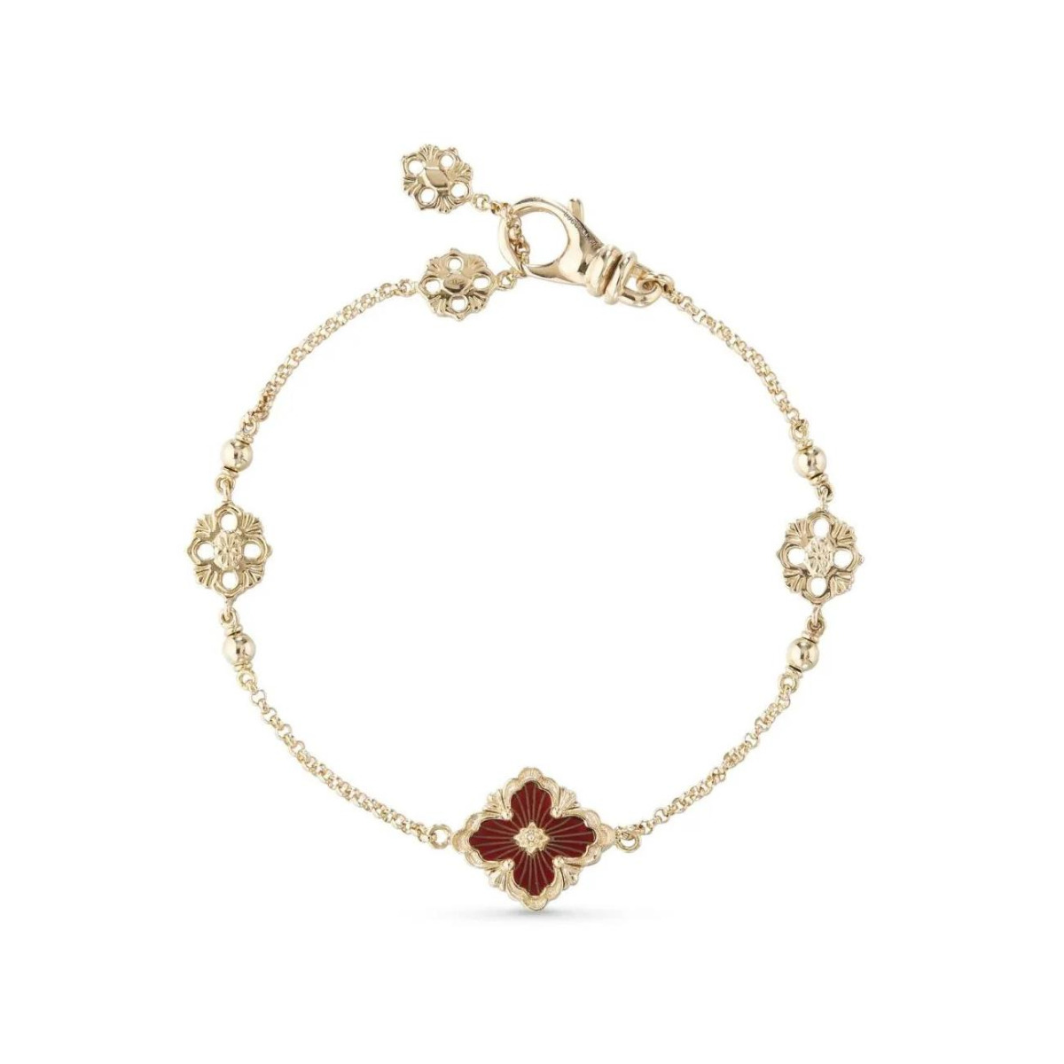 Buccellati Opera Tulle 18k Red Enamel Logo Bracelet