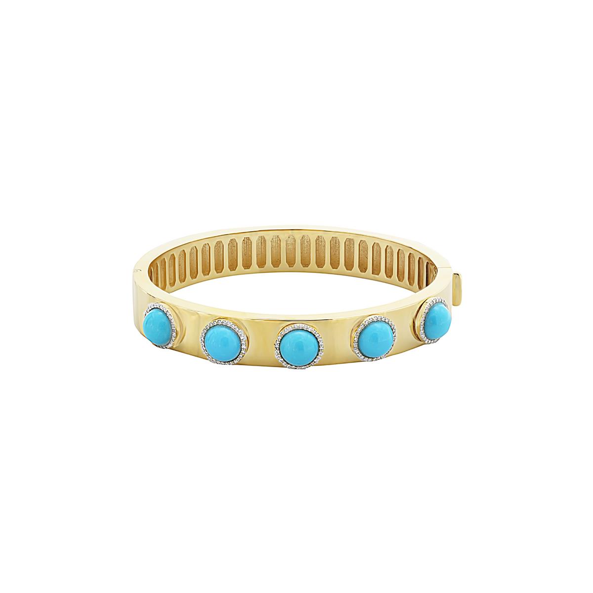 London Collection 18k Diamond and Turquoise Bangle Bracelet