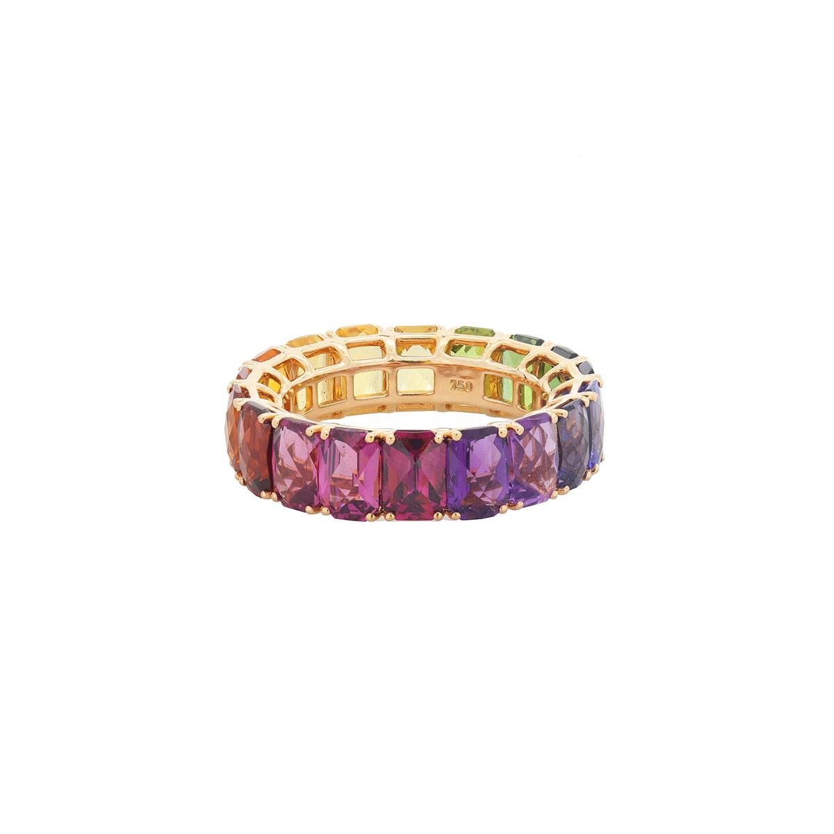 London Collection 18k Rose Gold Rainbow Stone Eternity Band