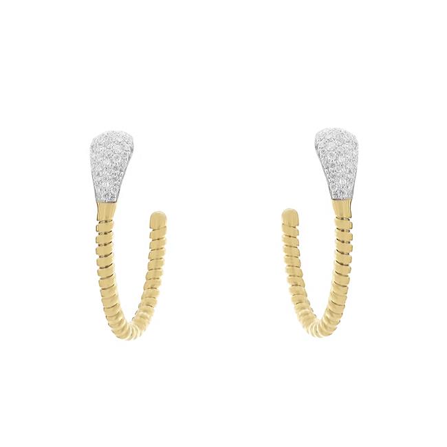 London Collection 18k Yellow and White Gold Diamond J Curve Earrings