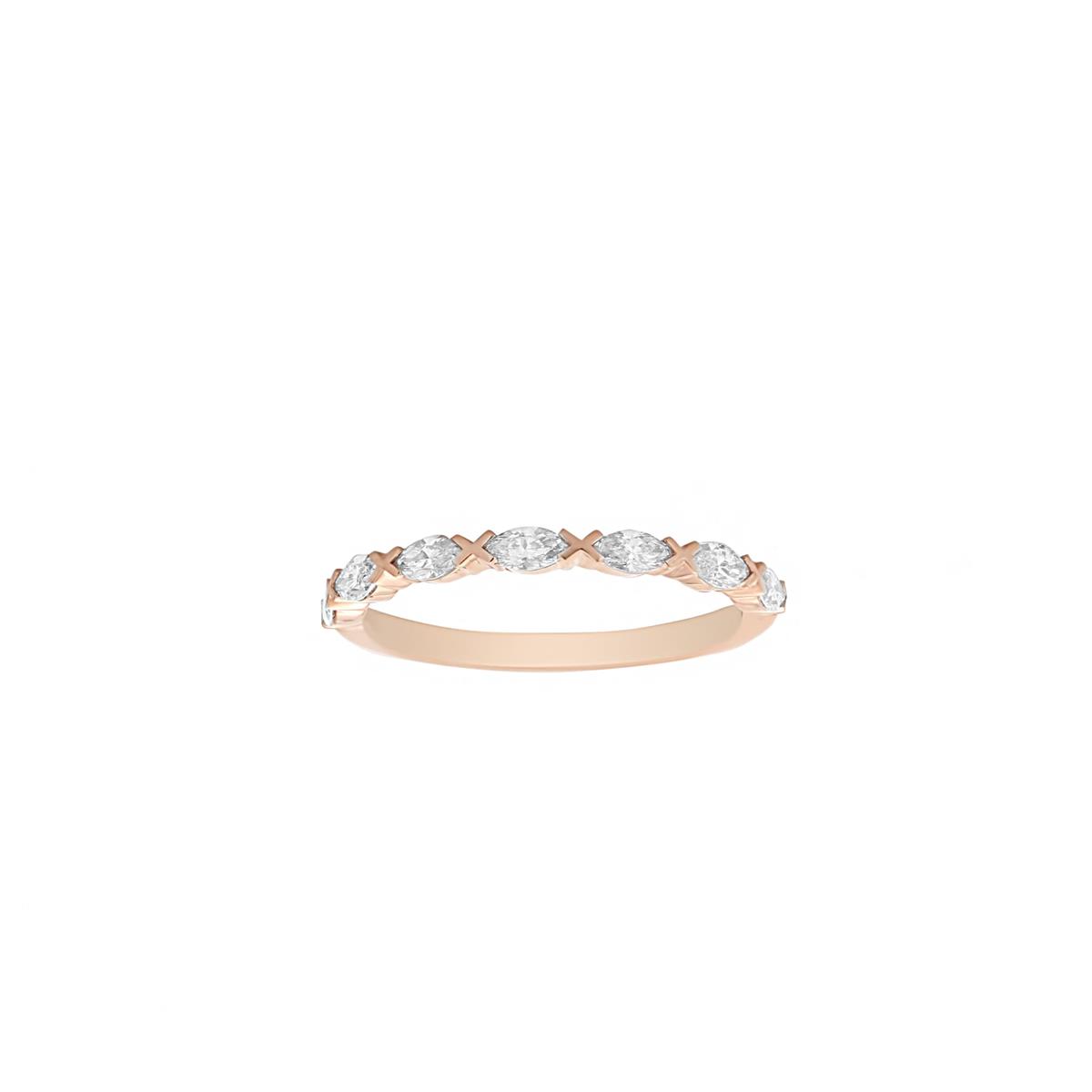 Henri Daussi Rose Gold Marquise Diamond Wedding Band