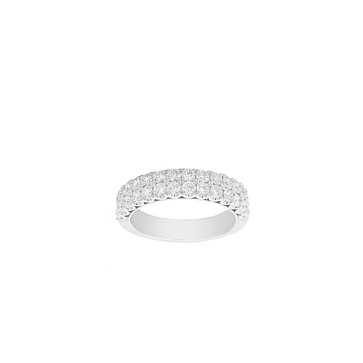 Henri Daussi White Gold Double Row Prong Set Diamond Band