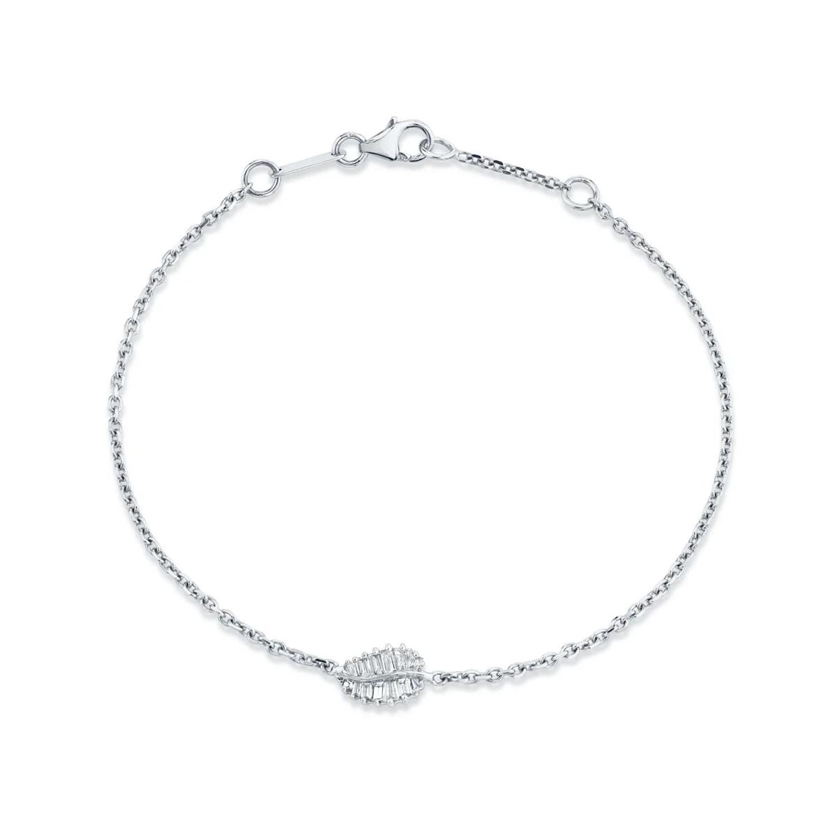 Anita Ko 18k White Gold Small Palm Leaf Chain Bracelet